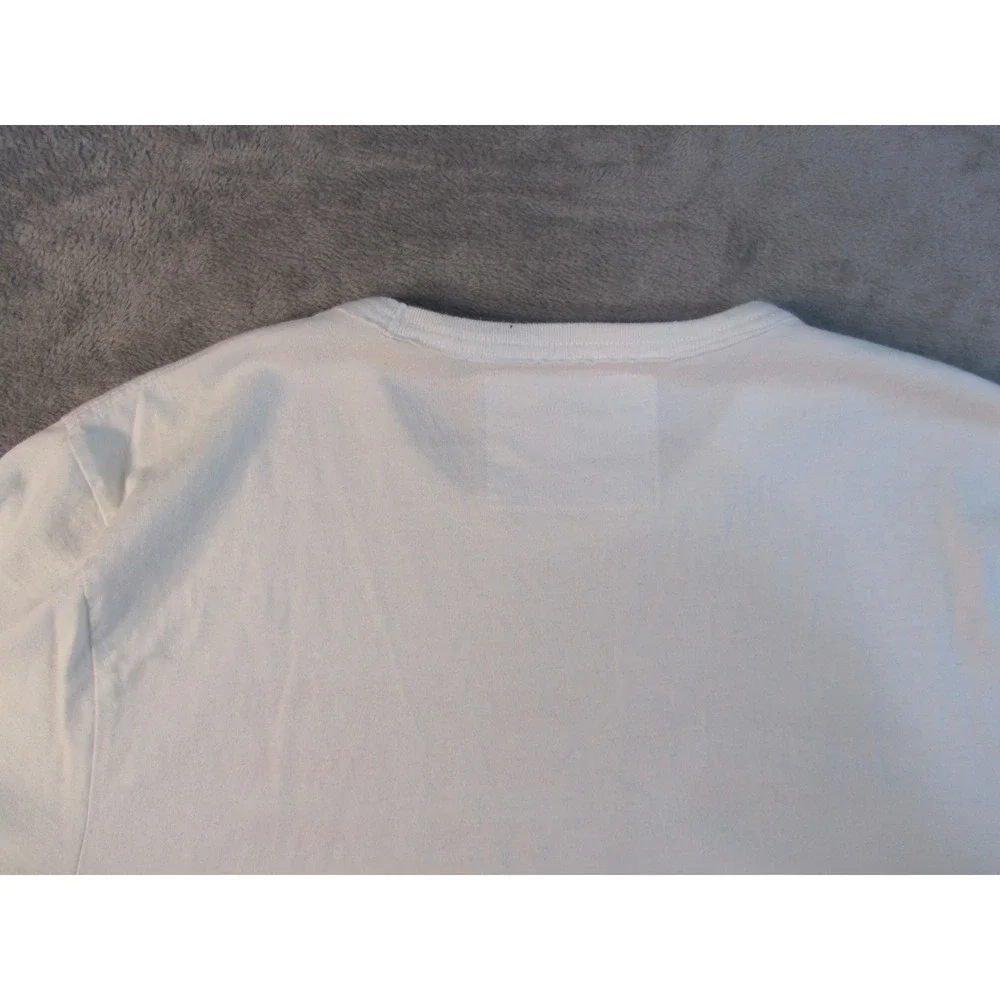 True Religion Mens White American Flag Graphic T-Shirt Distressed Logo Size L